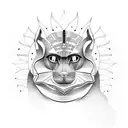 A dotwork tattoo of the Great Sphinx with a sunset backdrop tattoo design idea