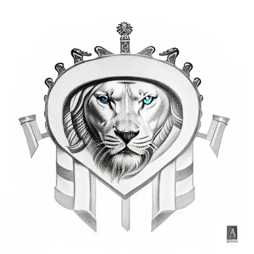 Achilles face  with a crown Greece style tattoo design idea