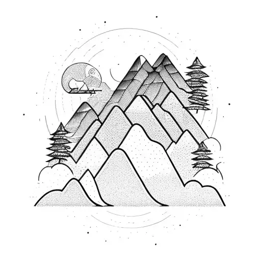 scorching mountain with waterfall tattoo design idea
