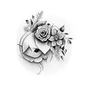 birds and flower tattoo design idea