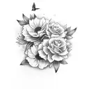 birds and flower tattoo design idea