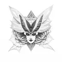 rostro de mujer con una mariposa en la frente y un collar azteca tattoo design idea