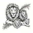A lion family portrait with each member representing a different occupation, such as a lion dentist, lion teacher, lion chef, etc. tattoo design idea