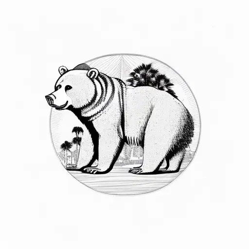 california bear, palmetto palm tree, Colorado logo tattoo design idea