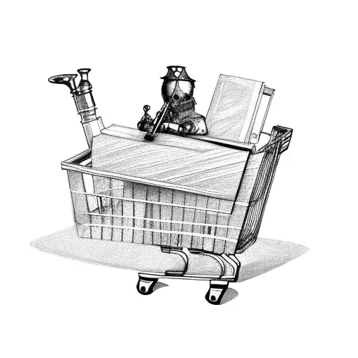shopping cart with a Piper in it  tattoo design idea
