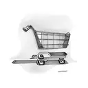 shopping cart with a Piper in it  tattoo design idea