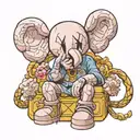 3 kaws statue speak no evil wearing Louis Vuitton  tattoo design idea