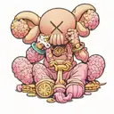 3 kaws statue speak no evil wearing Louis Vuitton  tattoo design idea