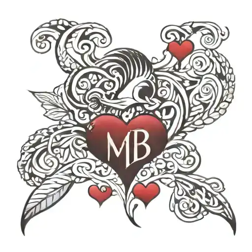 Tattoo of the name “MB” with a heart design on my wrist tattoo design idea