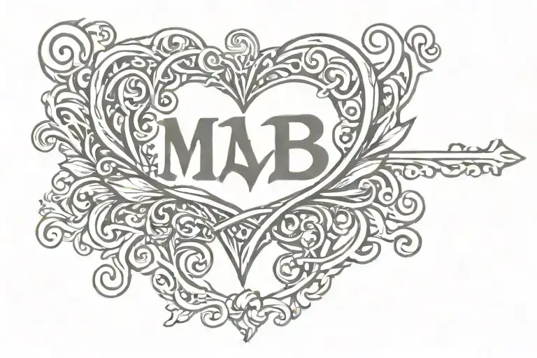Tattoo of the name “MB” with a heart next to it  on my wrist tattoo design idea