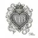 Tattoo of the name “MB” in a heart design on my wrist tattoo design idea