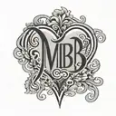 Tattoo of the name “MB” in a heart design on my wrist tattoo design idea