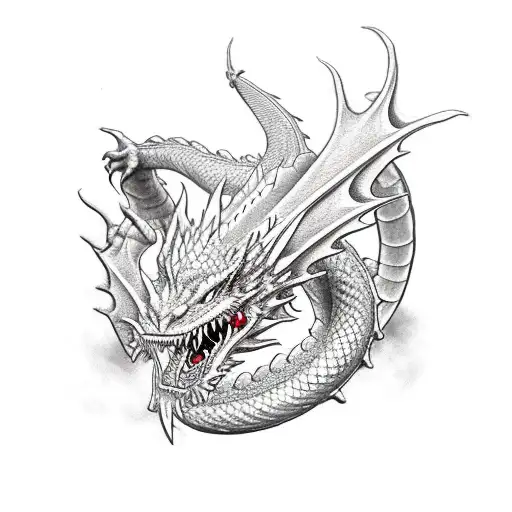 dragon slayer in action tattoo design idea