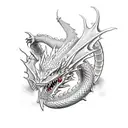 dragon slayer in action tattoo design idea
