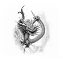 dragon slayer in action tattoo design idea
