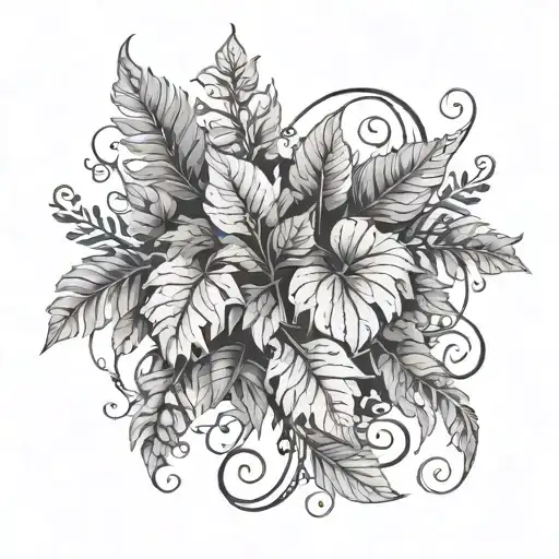 beautiful vines and leafs spreading down, boho, bohemian, hippie, beautiful, artistic tattoo design idea