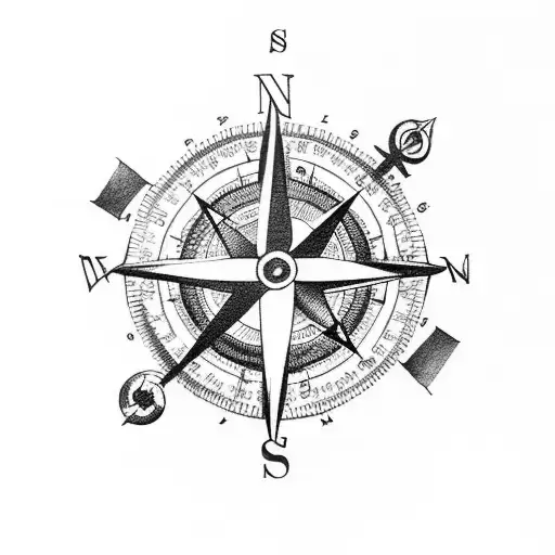 a compass with the Letters D,Z,Y,M as the directions tattoo design idea