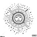 Big Sun with clouds, rain and heart rain tattoo design idea