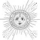 Big Sun with clouds, rain and heart rain tattoo design idea