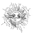 Big Sun with clouds, rain and heart rain tattoo design idea