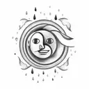 cloudes sun heart rain moon tattoo design idea