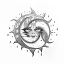 cloudes sun heart rain moon tattoo design idea