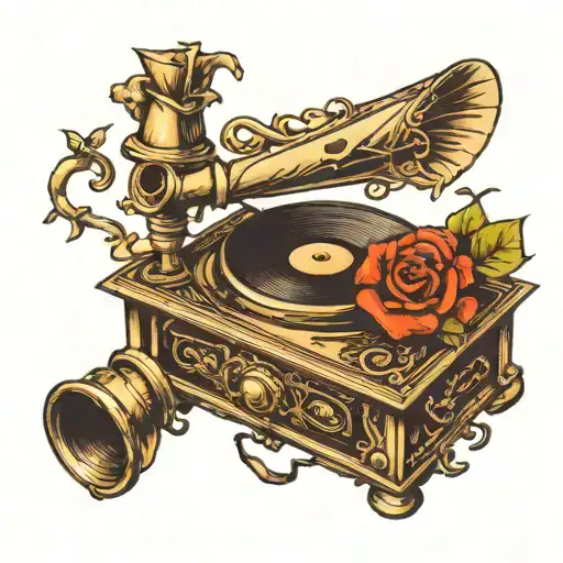 gramophone  tattoo design idea