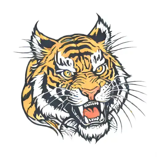 angry tigers tattoo design idea