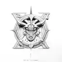 the word aries and the number 2001 in gothic font tattoo design idea