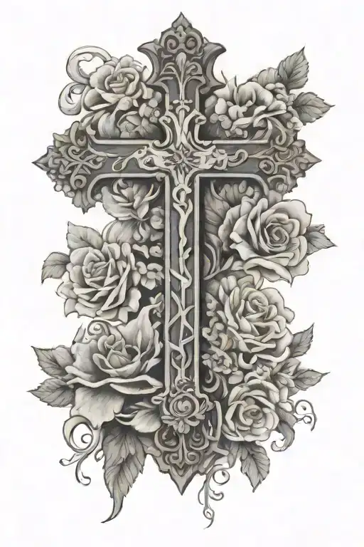 a cross with scripture isaiah 41:10 tattoo design idea