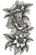 a cross with january birth flower surrounded tattoo design idea