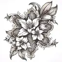 make me a small christian tatoo with the scripture Isaiah 41:10, and somehow putting the January birth flower on a cross tattoo design idea