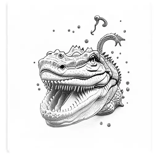 crocodile smoking weed tattoo design idea
