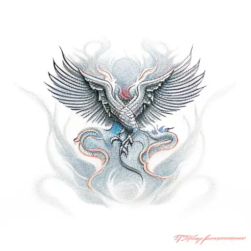phoenix coming out of dragon fire tattoo design idea