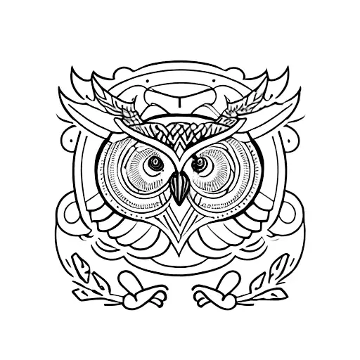 an owl with Viking era scripture tattoo design idea
