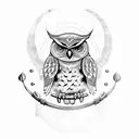 an owl with Viking era scripture tattoo design idea