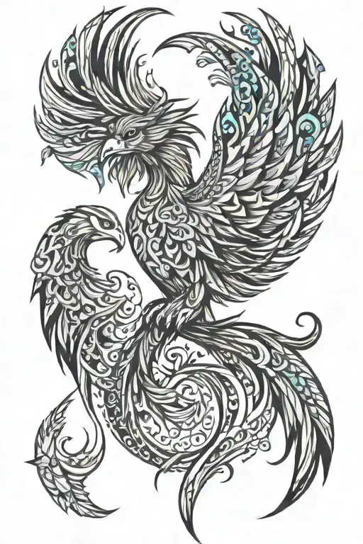 phoenix rising from flames tattoo design idea