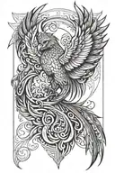 phoenix rising from flames tattoo design idea