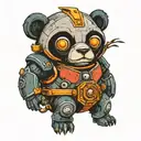 superhero robot panda bear tattoo design idea