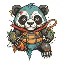 superhero robot panda bear tattoo design idea