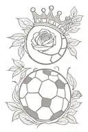 olipic greek crown, rose and a football ball tattoo design idea