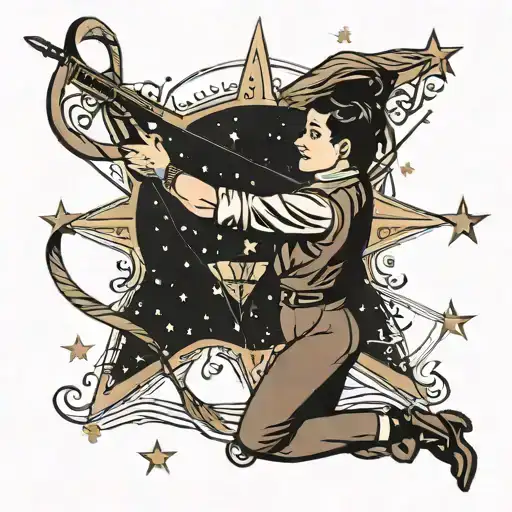 archer shoot falling stars with a bow tattoo design idea