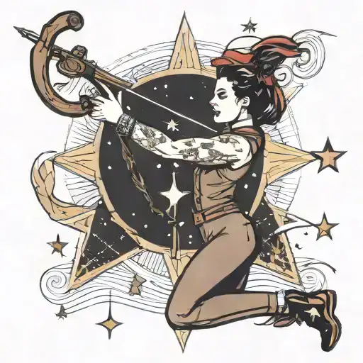 archer shoot falling stars with a bow tattoo design idea