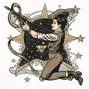 archer shoot falling stars with a bow tattoo design idea