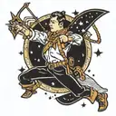 archer shoot falling stars with a bow tattoo design idea