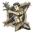 archer shoot falling stars with a bow tattoo design idea