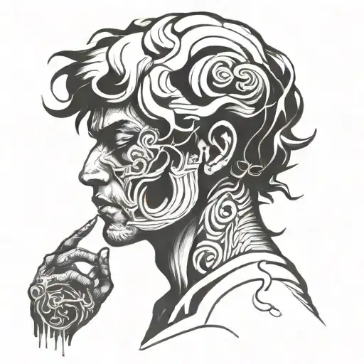 overthinking man tattoo design idea