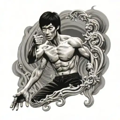 bruce lee "be water" tattoo design idea