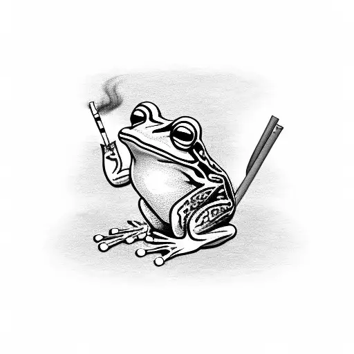 frog smoking a cigarette tattoo design idea