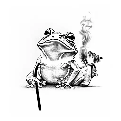 frog smoking a cigarette tattoo design idea
